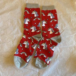 Happypop Women's Unicorn red socks (*NIP)